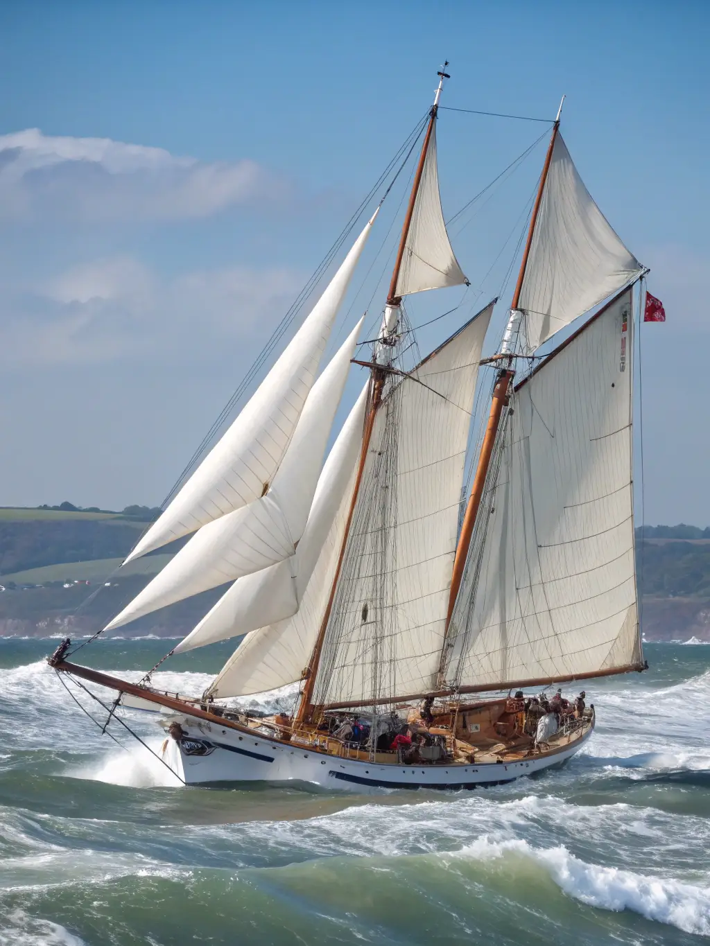 A group of sailors participates in a friendly sailing regatta organized by ECOLE VOILE DE LION SUR MER, with colorful spinnakers flying in the wind.